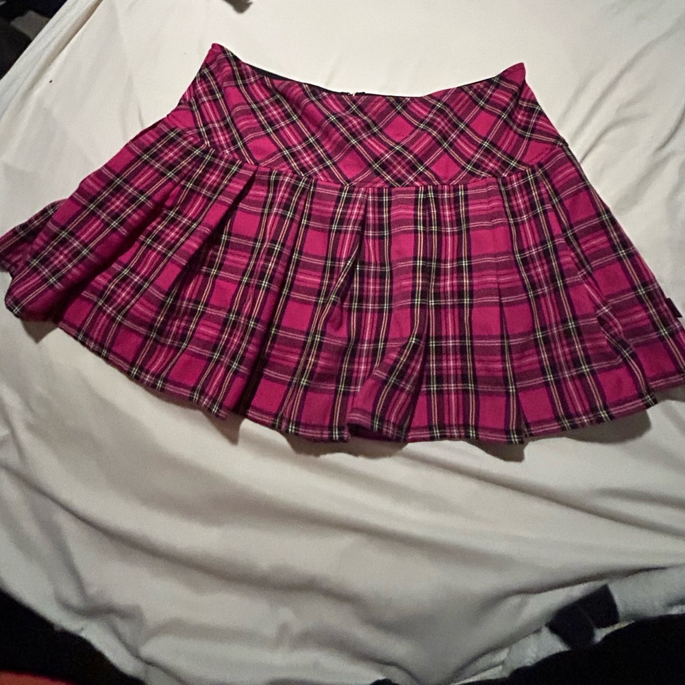 Tripp NYC Pink Plaid Pleated Skirt Plus Size